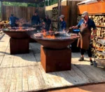 Korean Style Premium Rusty Corten Steel Fire Pit Table Outdoor Korean Style Barbecue Grill with Fire Pits