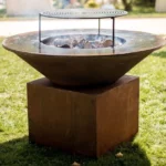 Outdoor Barbecue 120CM Big Grill Wood Charcoal Fired Corten Steel Fire Pit BBQ