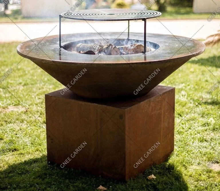 Premium Korean Style 120CM Corten Steel Fire Pit Outdoor Grill BBQ with Trolley and Heavy Duty Construction