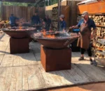 120CM Big Korean Style Premium Corten Steel Barbecue Grill Fire Pit for Outdoor Cooking Charcoal BBQ