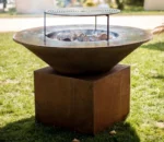 Corten Steel BBQ Brazier Fire Pit Corten Steel 120CM Big Barbeque Grill BBQ Outdoor