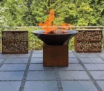 Premium Korean Style 120CM Metal Garden Corten Steel BBQ Grill Outdoor Barbeque Grill