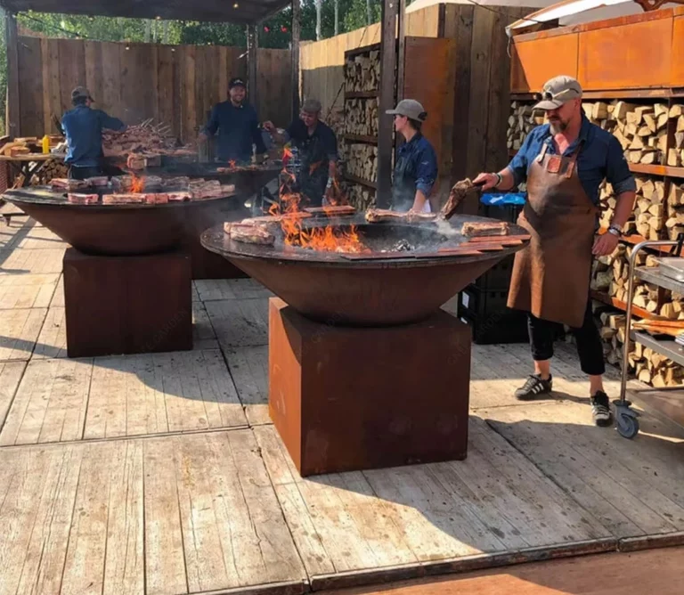 120CM Rusty Style Corten Steel Brazier BBQ New Modern Corten Steel BBQ