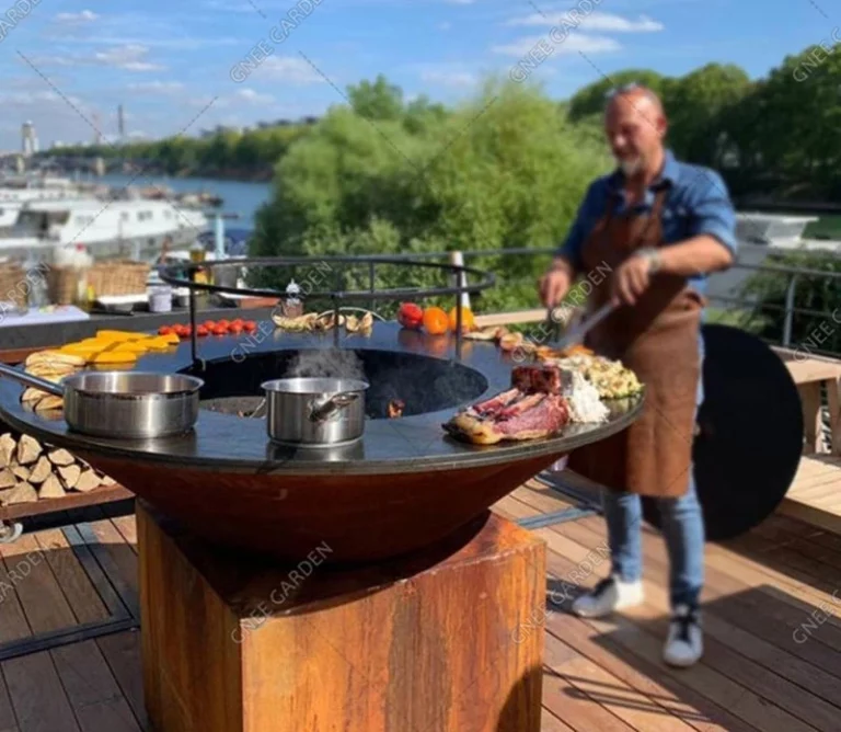 120CM Rusty Style Corten Steel Brazier BBQ New Modern Corten Steel BBQ