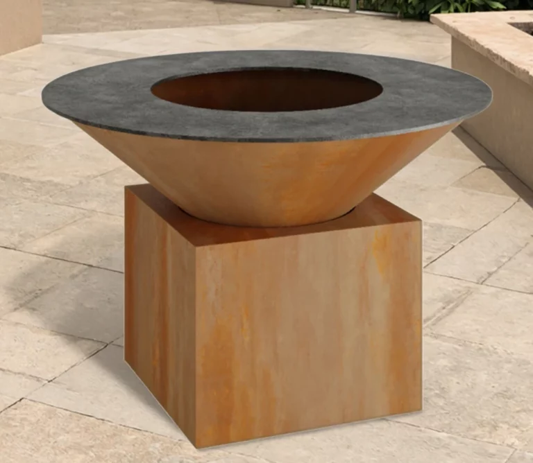 Wholesale Korean Style Premium 120CM Square Wood Burning Garden Fireplace Corten Steel Fire Pits for Outdoor BBQ