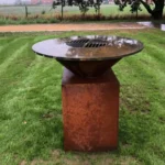 120CM Korean Style Commercial Heavy Duty Corten Steel Charcoal BBQ Grill with Trolley for Outdoor Use