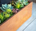 Corten Steel Rectangular Garden Planter Flower Pot Eco-Friendly & Corrosion Resistant Modern Minimalist Outdoor Planter