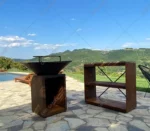 Outdoor Corten Steel Fire Pit Barbecue Grill Customized Size Available