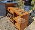 Modern Style Corten Steel Fire Pit Powder Coated BBQ Grill