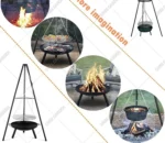 Outdoor Hanging Brazier Tripod Fire Pit Adjustable Heavy Duty German BBQ Grill for Campfire Barbecue Cooking