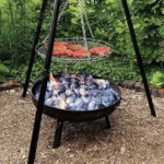 Outdoor Hanging Brazier Tripod Fire Pit Adjustable Heavy Duty German BBQ Grill for Campfire Barbecue Cooking