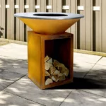 Outdoor Corten Steel Fire Pit Camping Barbeque Charcoal Grill Corten Steel Outdoor Bbq Grill