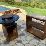 Corten Steel Fireplace Grill Smoker Bbq Grill Corten Steel Bbq Set Corten Steel Fire Barbecue Grill Bbq