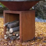 Modern Style Wood Burning Cooking Stove Corten Steel Fire Pit BBQ Grill with Charcoal Grill