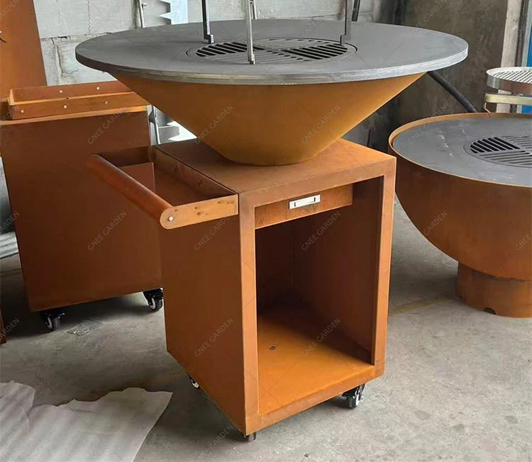 Modern European Outdoor BBQ Steel Grill Corten Steel with Contemporary Design