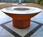 Backyard Metal Cooking Table Corten Steel Fire BBQ Grills