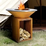 Outdoor Garden Rust Corten Steel Fire Pit Heavy Wood Burning Fire Pit Cooking Plate Corten Barbeque Grill