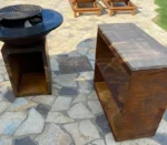 Outdoor Garden Rust Corten Steel Fire Pit Heavy Wood Burning Fire Pit Cooking Plate Corten Barbeque Grill