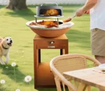 Outdoor Rust Corten Steel Grill Brasero Barbecue Grill Outdoor Charcoal Bbq Grill