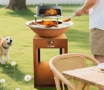 Corten Steel Metal Barbecue Grill Outdoor Fireplace Charcoal Grill BBQ