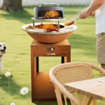 Corten Steel Metal Barbecue Grill Outdoor Fireplace Charcoal Grill BBQ