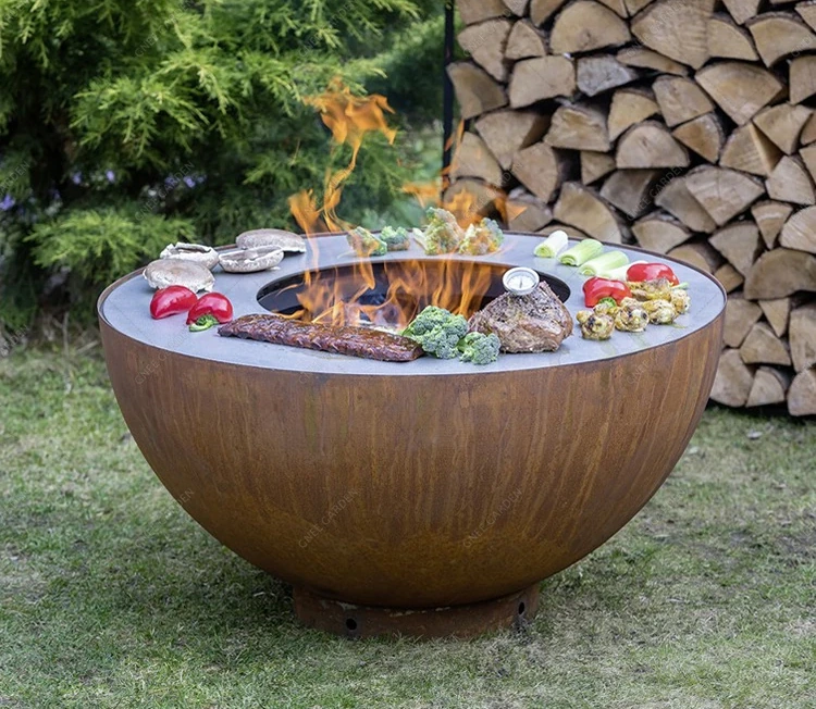 Top Seller Modern Corten Steel Galvanized Steel Eco-Friendly Outdoor Fire Pit Barbecue Grill BBQ