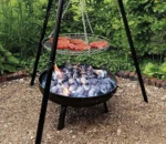 Outdoor Tripod Bbq Grill Metal Fire Pit Fire Bowl with BBQ Grill