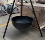 Modern Outdoor BBQ Grill Table with Tripod Fire Bowl Powder Coated Steel and Metal Barbeque Equipment