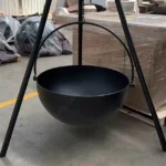 Modern Outdoor BBQ Grill Table with Tripod Fire Bowl Powder Coated Steel and Metal Barbeque Equipment