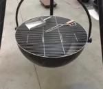 Modern Outdoor BBQ Grill Table with Tripod Fire Bowl Powder Coated Steel and Metal Barbeque Equipment