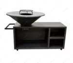 Modern Garden Outdoor Charcoal BBQ Grill Corten Steel Grill Table with Trolley