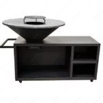 Modern Garden Outdoor Charcoal BBQ Grill Corten Steel Grill Table with Trolley