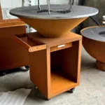 Modern Steel Outdoor BBQ Grill Wood Burning Fire Pit with Trolley for Commercial Use