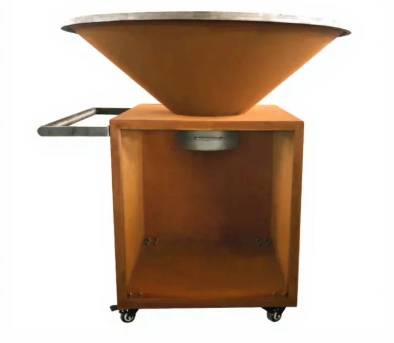 Modern Corten Steel Camping Outdoor Barbecue Grill Charcoal Grill Fire Pit with Trolley for 5+ People Rusty