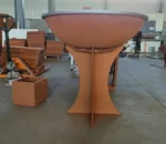 Modern Outdoor Firepit BBQ Grill Steel Corten with Charcoal Burner Barbecue Fire Pit