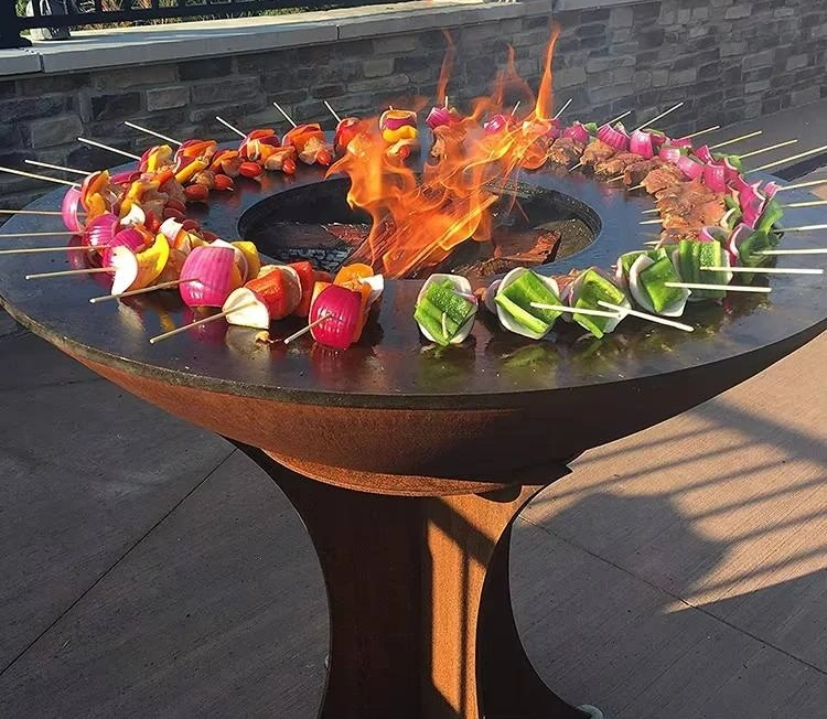 product_image_1775561545_57583967 Modern Outdoor Firepit BBQ Grill Steel Corten with Charcoal Burner Barbecue Fire Pit