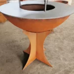 Modern Outdoor Corten Steel Fire Pit BBQ Grill with Rust Resistant Finish
