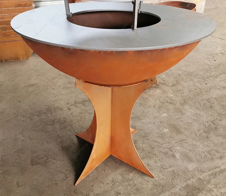 product_image_1775561621_9495133 Modern Outdoor Corten Steel Fire Pit BBQ Grill with Rust Resistant Finish