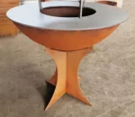 Modern Outdoor Corten Steel BBQ Grill Fire Pit Heavy Duty with Trolley