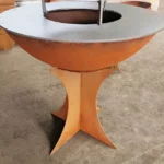 Modern Outdoor Corten Steel BBQ Grill Fire Pit Heavy Duty with Trolley