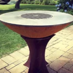Modern Outdoor Corten Steel Barbecue Grill Fire Pit Charcoal BBQ with Trolley-Easily Cleaned