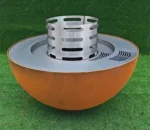 Modern Outdoor Corten Steel Fire Pit Wood Burning Grill with Trolley-Easily Assembled BBQ