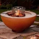 High Quality Modern Corten Steel BBQ Grill with Trolley for Outdoor Charcoal Use