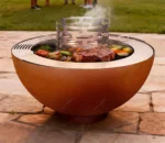 High Quality Modern Corten Steel BBQ Grill with Trolley for Outdoor Charcoal Use