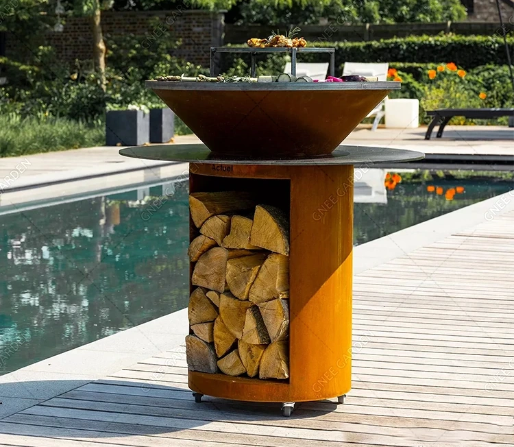 Camping Grills Corten Steel Fire Pit Barbecue Grill Outdoor Fire Pit Bbq
