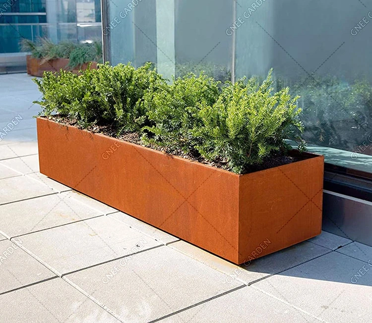 Corten Steel Rectangular Garden Planter Flower Pot Eco-Friendly & Corrosion Resistant Modern Minimalist Outdoor Planter