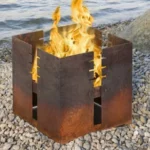 Modern High Quality Corten Steel Rust Finish Outdoor Barbecue Grill with Trolley-Easily Assembled for Camping & Home Use