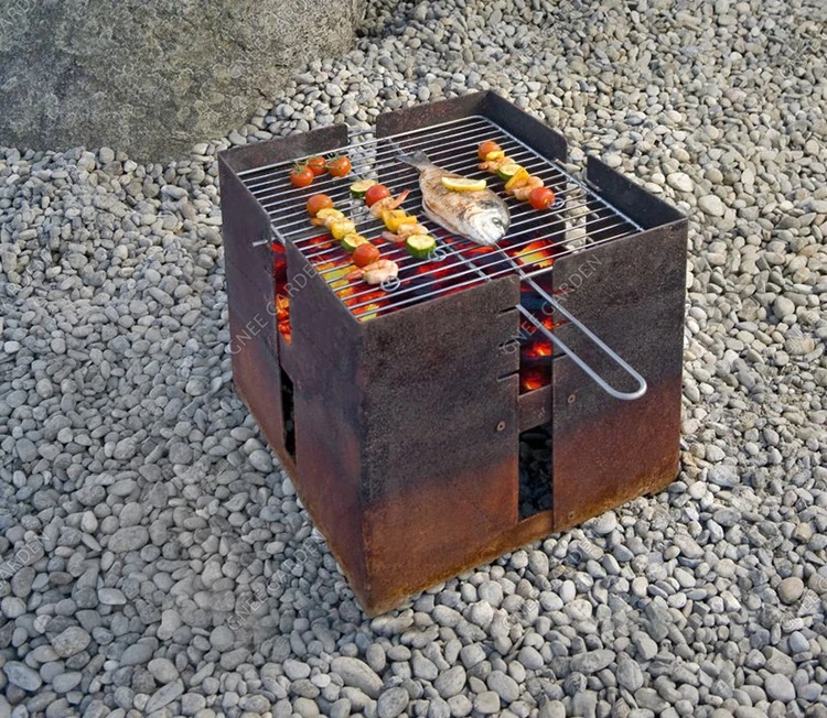 Outdoor Barbecue Charcoal Corten Steel Barbecue BBQ Grill BBQ