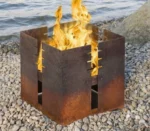 Modern Corten Steel Charcoal Barbecue Grill with Trolley-Easily Assembled Outdoor Camping Grill