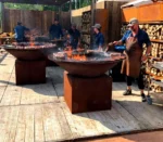 Chinese Manufacture Customized Corten Steel Fire Pit Metal Table Barbecue BBQ Grills